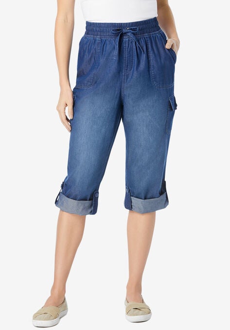 Convertible Length Cargo Capri Pant, MEDIUM STONEWASH SANDED, hi-res image number null