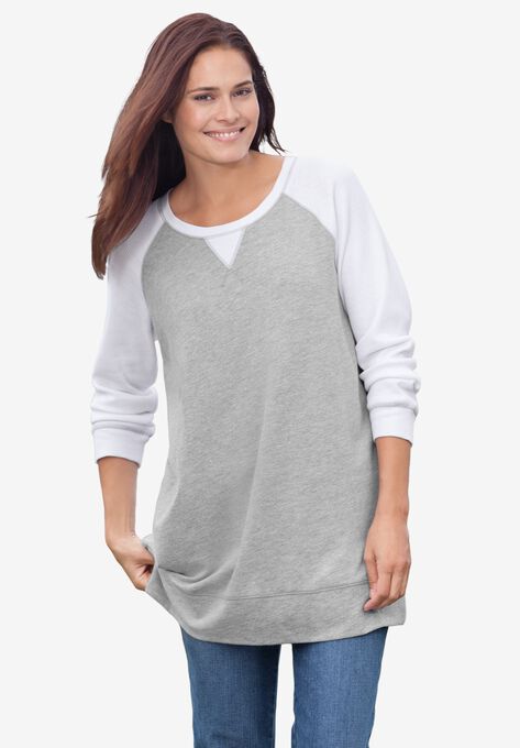 Thermal & Terry Colorblock Tunic, HEATHER GREY, hi-res image number null