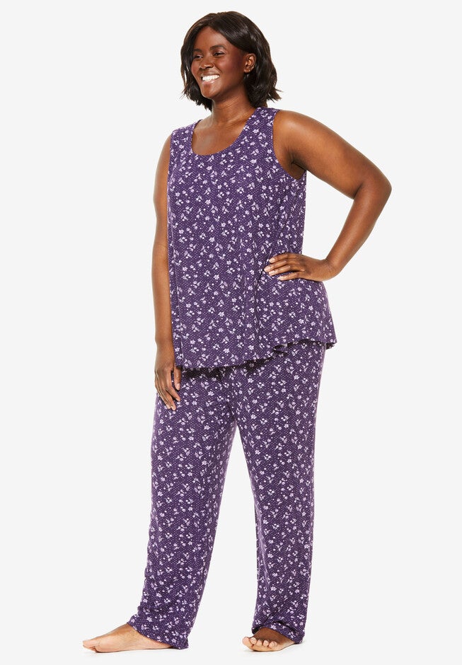 Dreams & Co.® Tank Top PJ Set, RICH VIOLET FLORAL, hi-res image number null