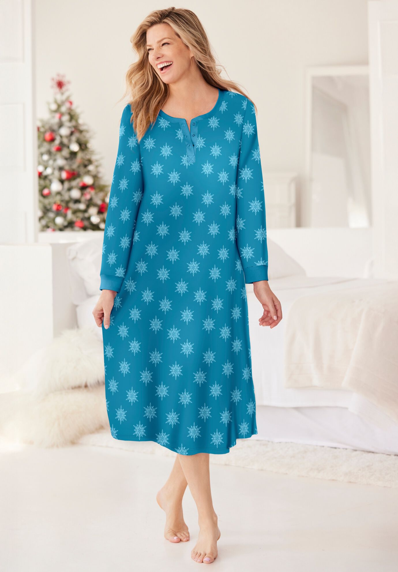 Thermal Henley Nightgown, , alternate image number 5