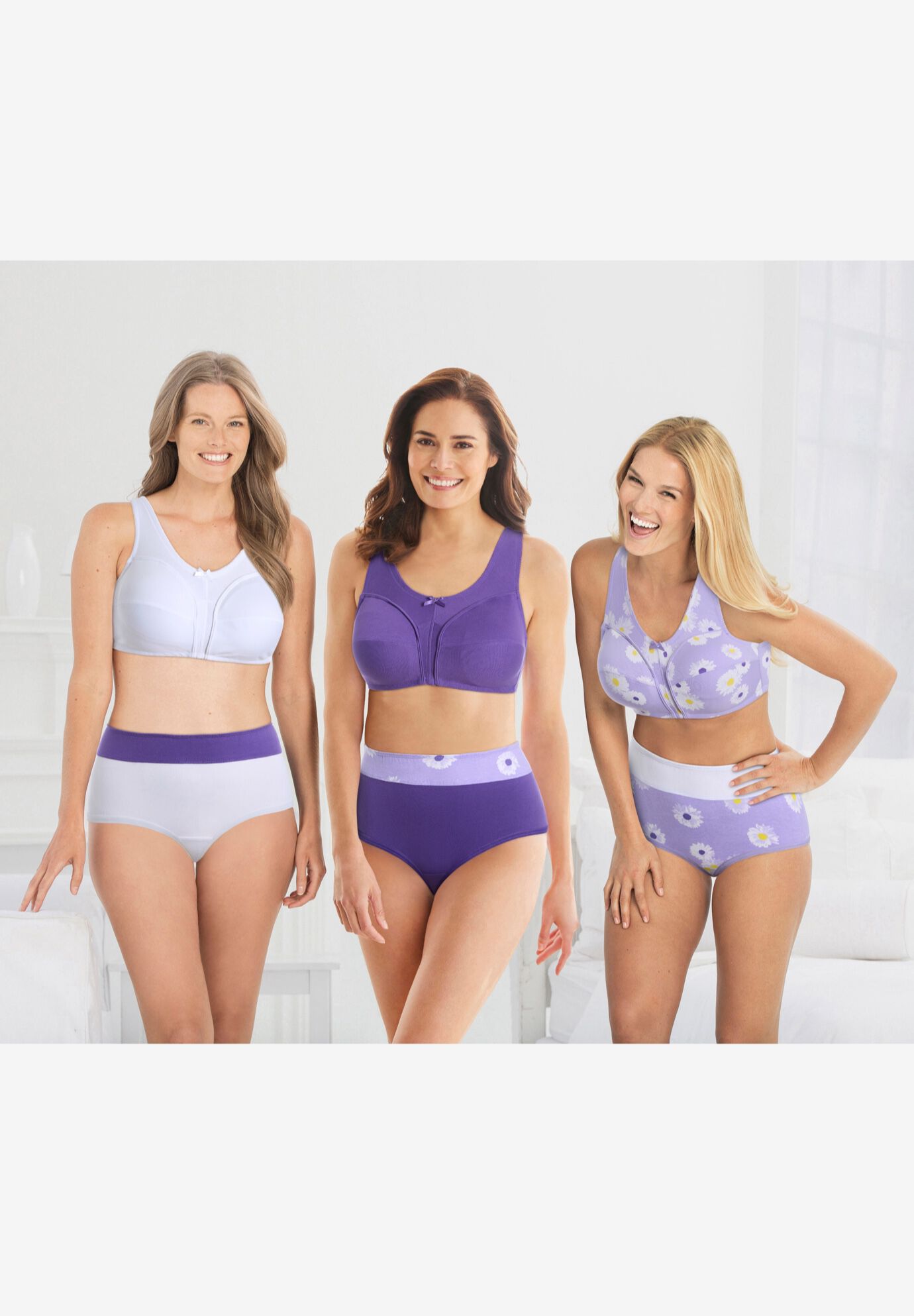 3-Pack Wireless Light Support Cotton Bra, , alternate image number 7