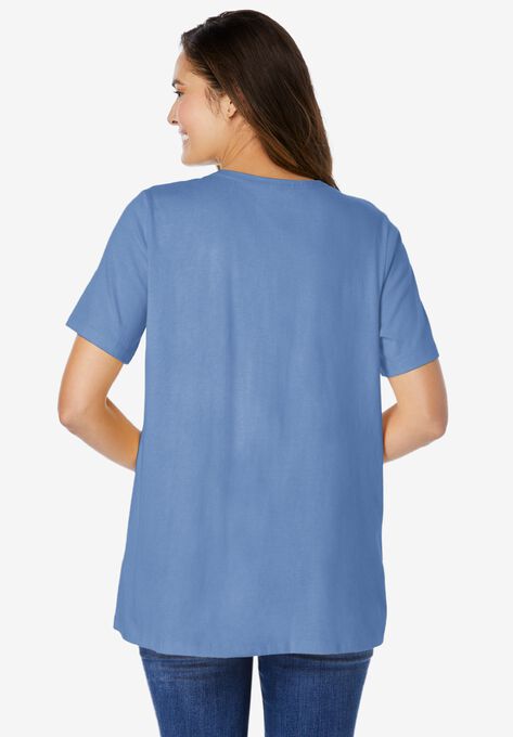 Eyelet Henley Tee, , on-hover image number null
