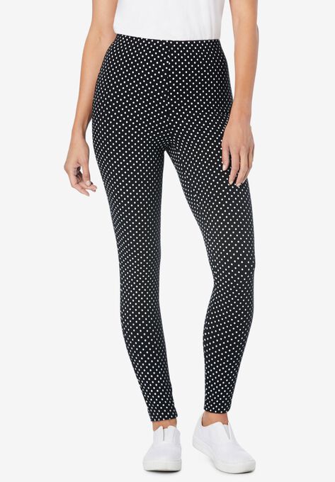 Stretch Cotton Printed Legging, BLACK DOT, hi-res image number null