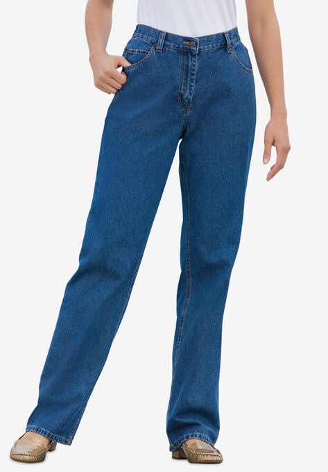 Back-Elastic Straight Leg Cotton Jean, , alternate image number null