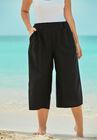 Wide-Leg Culotte Pant , BLACK, hi-res image number null
