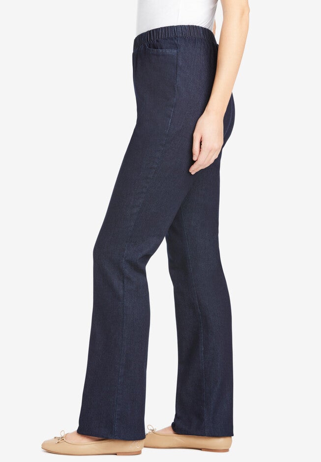 Fineline Stretch Denim Pull-On Bootcut Jeans, INDIGO, alternate image number 2