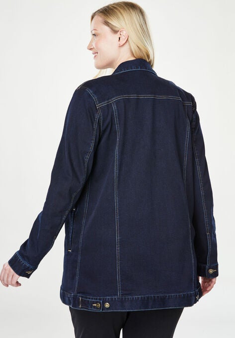 Long Stretch Denim Jacket, , on-hover image number null