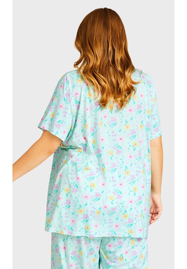 Button Up Sleep Top, FLORAL, alternate image number null
