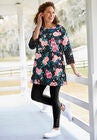Crochet-Trim Three-Quarter Sleeve Tunic, , alternate image number null