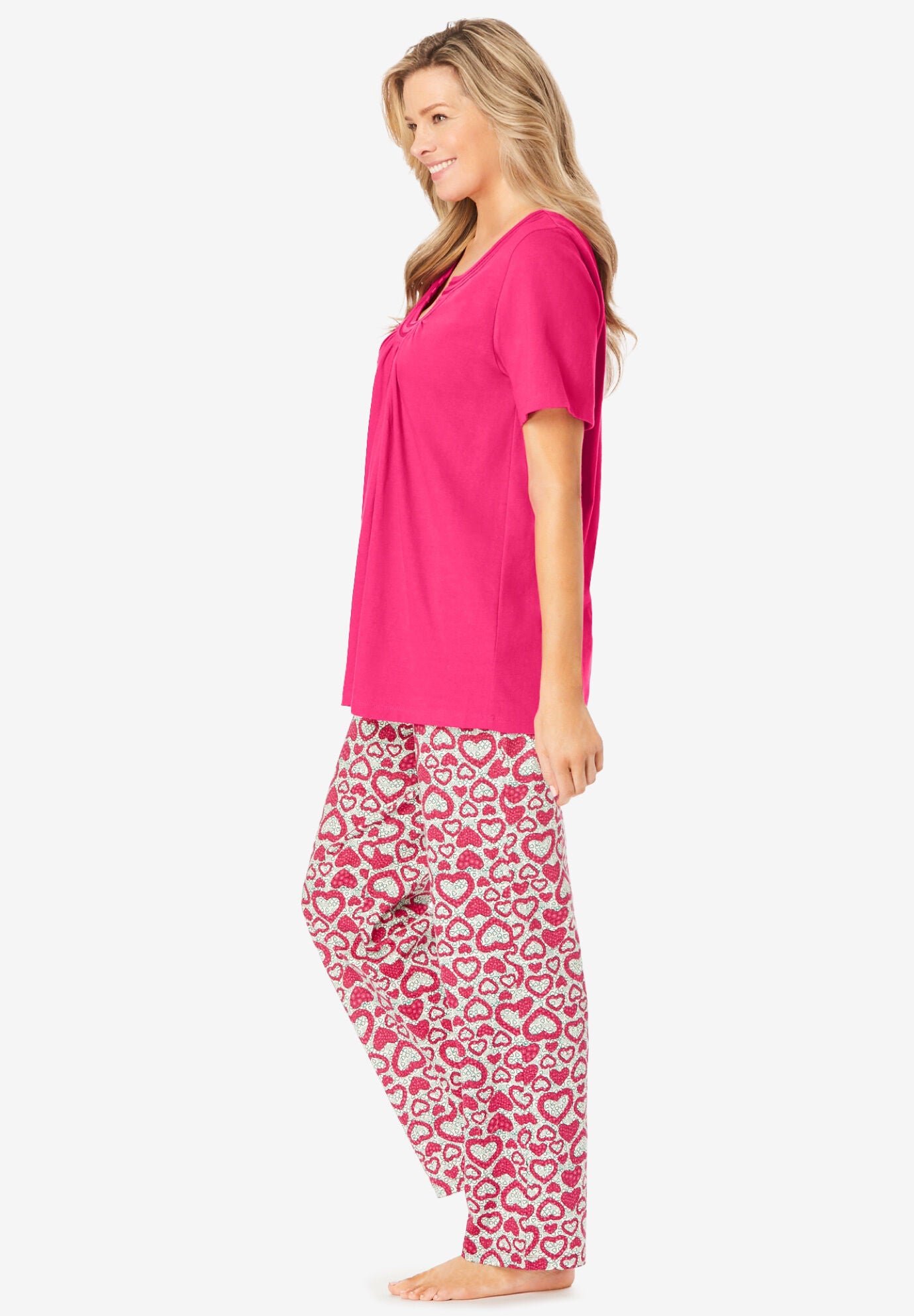 Embroidered Short-Sleeve Sleep Top, , alternate image number 2