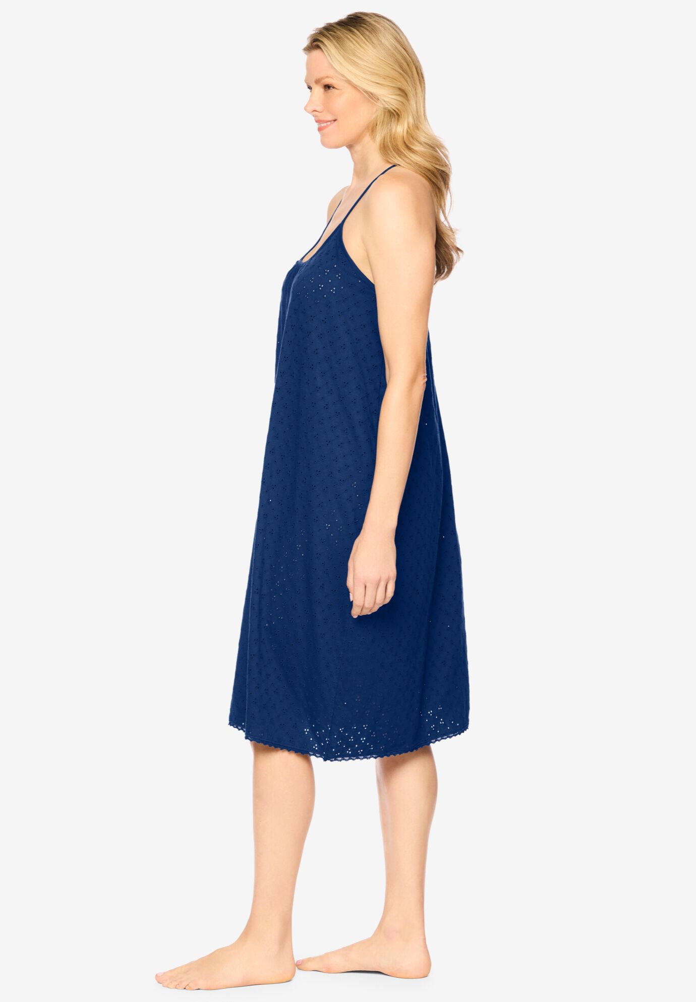 Breezy Eyelet Short Nightgown, EVENING BLUE, alternate image number 2