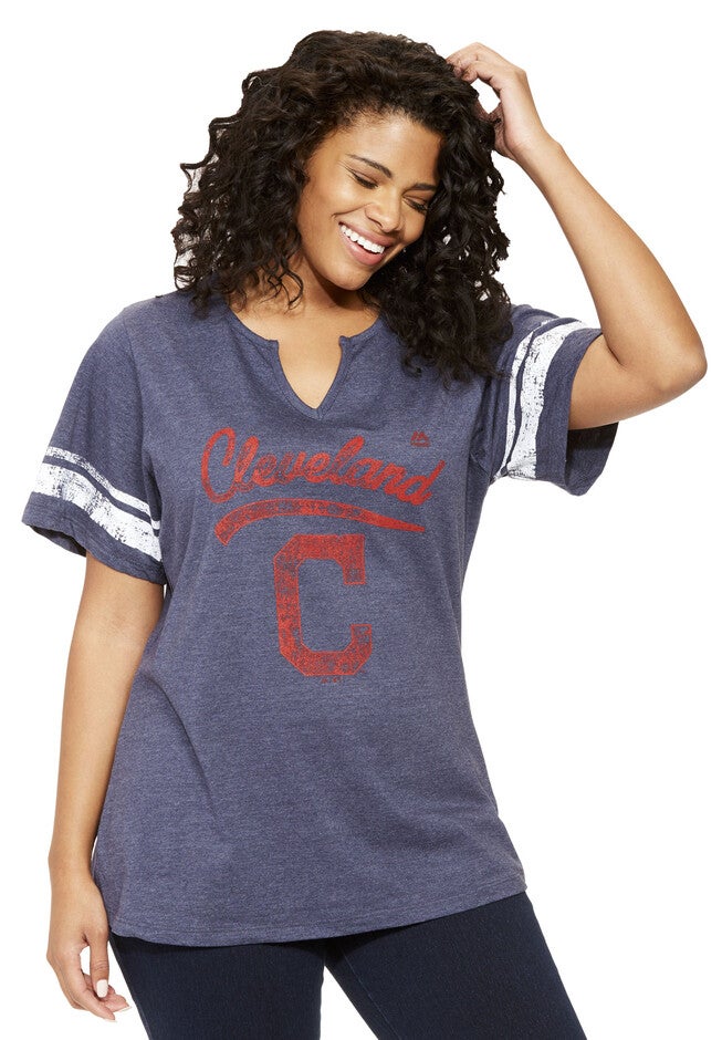 MLB Team Notch-Neck Tee, INDIANS, hi-res image number 0