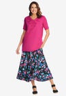 Embroidered V-Neck Tee, , alternate image number null
