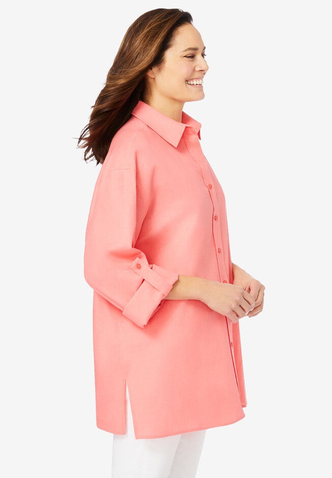Linen Button-Front Tunic, , alternate image number null