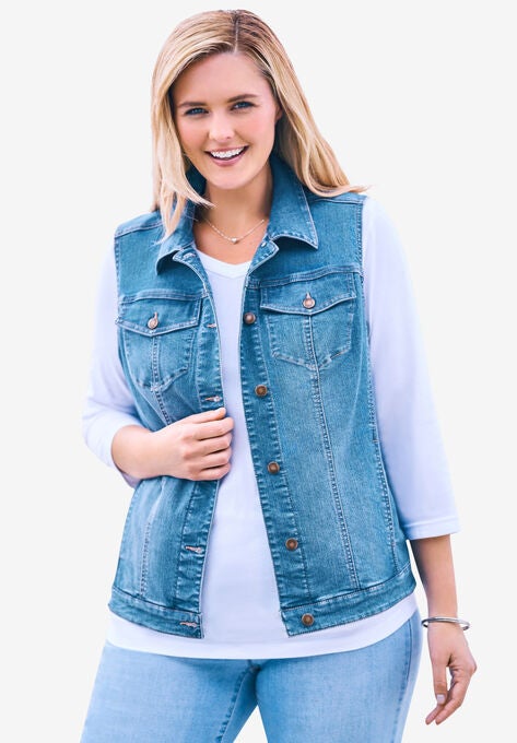 Stretch Denim Vest, , hi-res image number null
