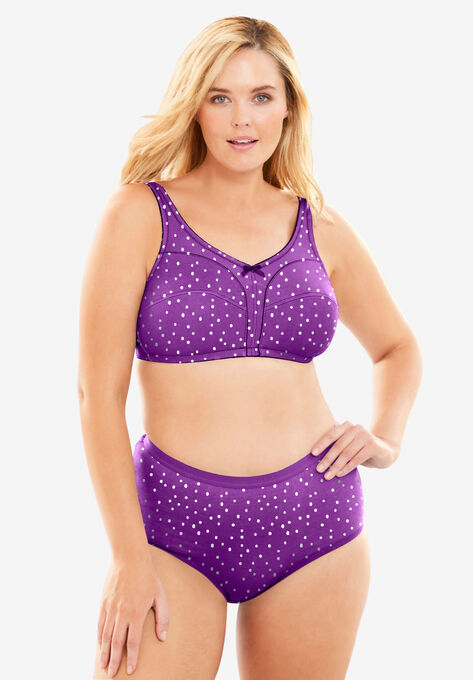 Cotton Wireless Bra, FRESH BERRY DOT, hi-res image number null