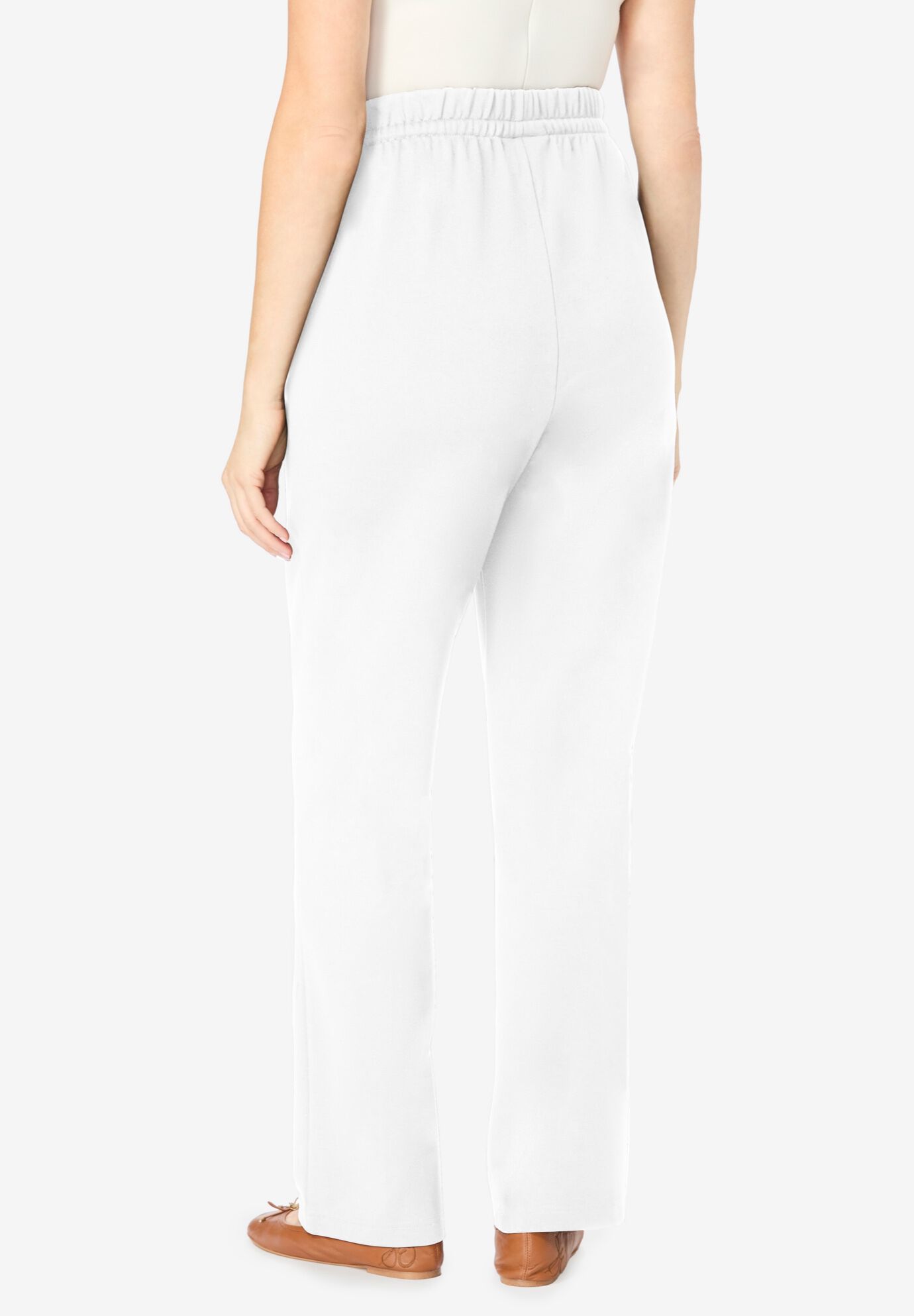 Easy Going Knit Pull-On Drawstring Pants, WHITE, on-hover image number 1