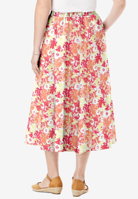 Print Linen-Blend Skirt, , on-hover image number null