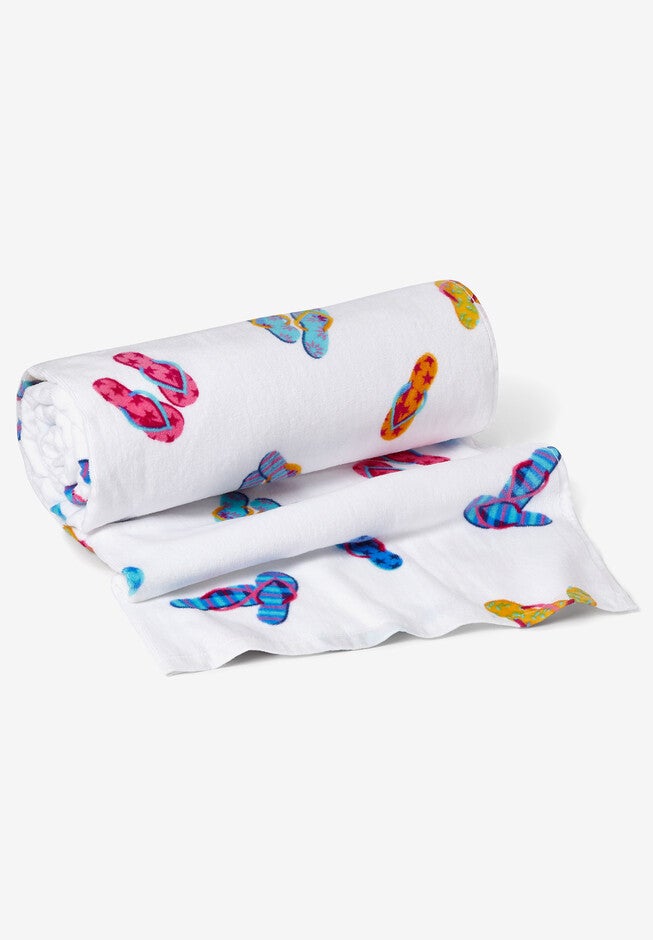 Cotton Beach Towel, WHITE FLIP FLOPS, hi-res image number null