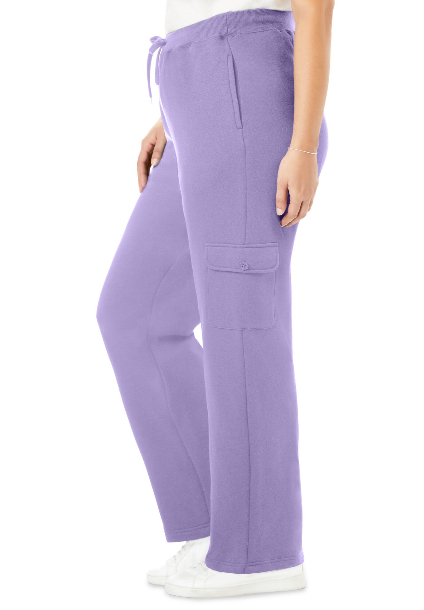 Better-Fleece Pull-On Cargo Sweatpants, SOFT IRIS, alternate image number 2