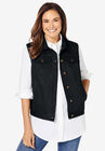 Stretch Denim Vest, BLACK, hi-res image number null