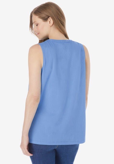 Smocked Henley Tank Top, , on-hover image number null