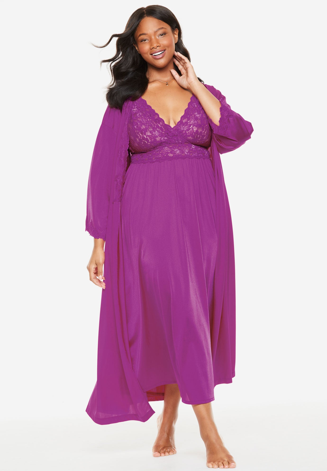 Long Peignoir Robe Set by Only Necessities Fullbeauty Outlet