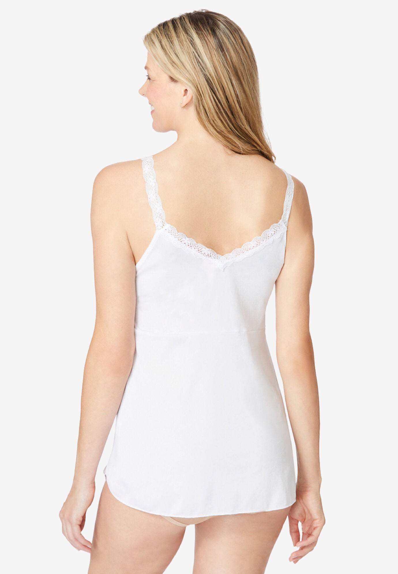 Comfort Choice Womens Plus Size Silky Lace-Trimmed Camisole Slip