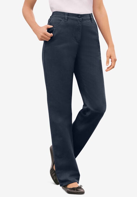 Back-Elastic Straight Leg Cotton Jean, NAVY, hi-res image number null
