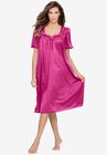 Short Silky Lace-Trim Gown , PARADISE PINK, hi-res image number null