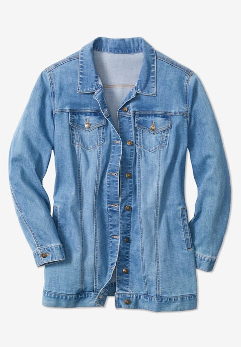 Long Stretch Denim Jacket, , alternate image number null