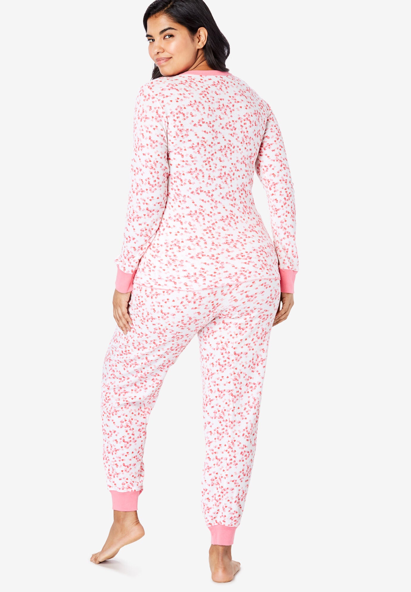 Thermal Crewneck Long-Sleeve Top, CLASSIC RED SNOW FALL, alternate image number 3