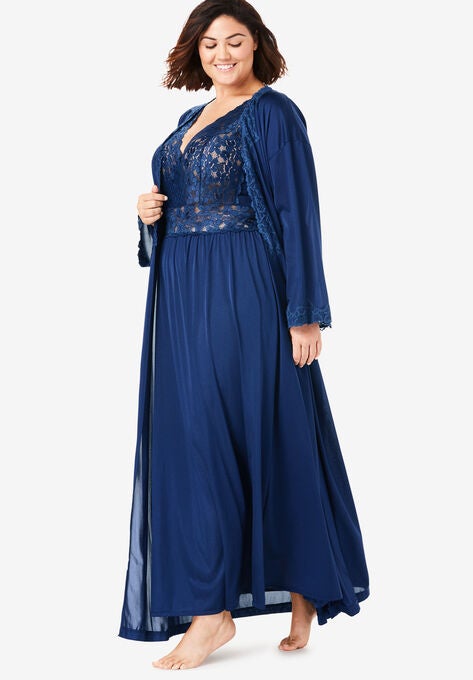 Long Peignoir & Robe Set by Only Necessities®, , alternate image number null