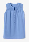 Smocked Henley Tank Top, , alternate image number null