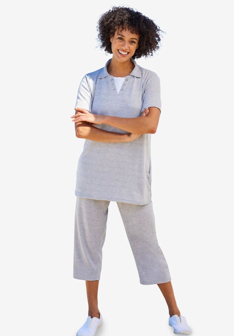 2-Piece 2-Fer Polo Set, HEATHER GREY, hi-res image number null