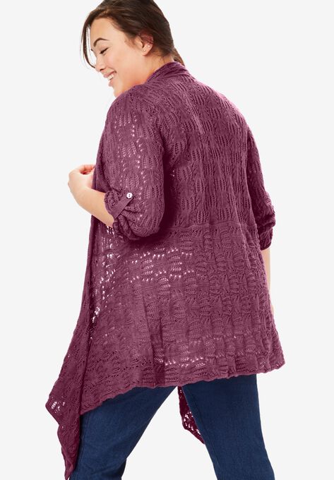 Open Front Pointelle Cardigan, , on-hover image number null