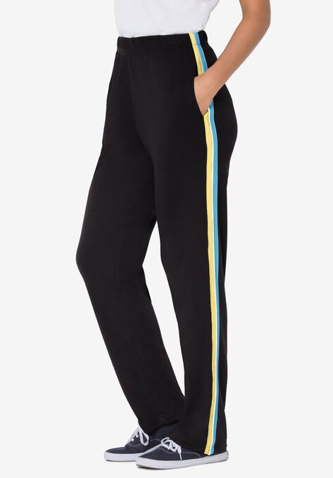 Double Side-Stripe Elastic Waist Pant, TURQ BLUE STRIPE, hi-res image number null