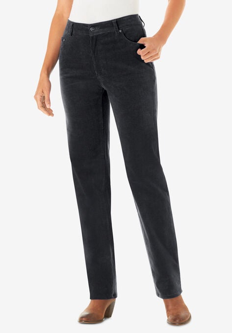Corduroy Straight Leg Stretch Pant, BLACK, hi-res image number null