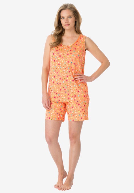 2-Piece Sleeveless Tee and Shorts PJ Set, HONEY PEACH FLORAL, hi-res image number null