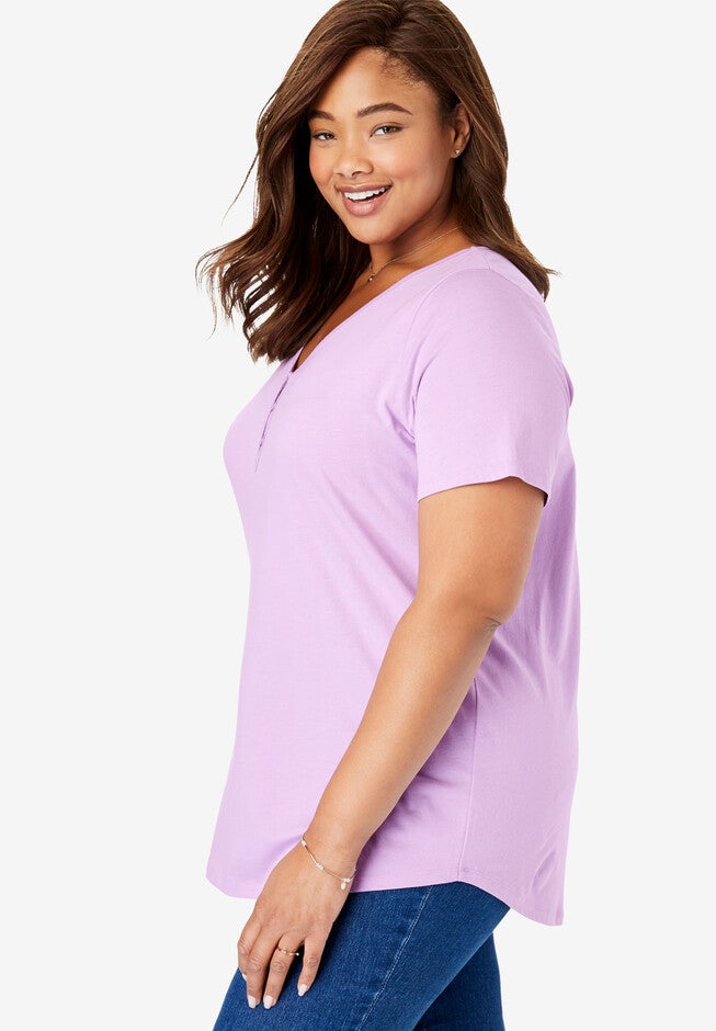 V-Neck Henley Tunic, , alternate image number 2