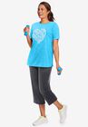 Marled Cuffed-Sleeve Tee, , alternate image number null
