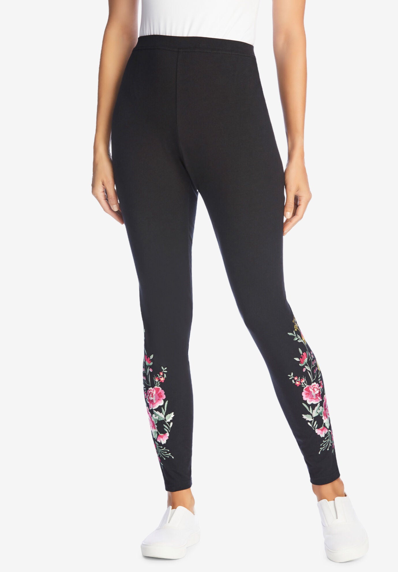 Floral embroidered leggings clearance