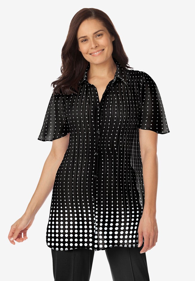 Blouse In Crinkle Georgette, BLACK LINEAR GRADIENT, hi-res image number null