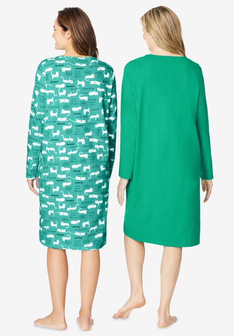 2-Pack Long-Sleeve Sleepshirts , , on-hover image number null