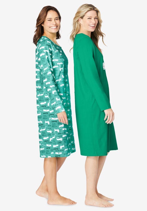 2-Pack Long-Sleeve Sleepshirts , , alternate image number null