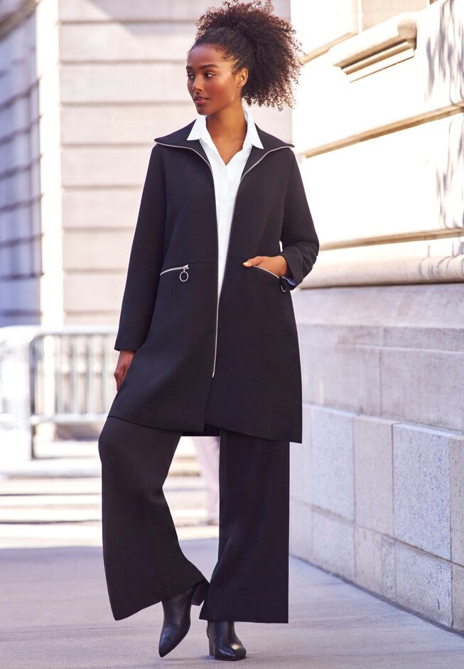 Relaxed Button Front Stretch Tunic Shirt, , alternate image number null