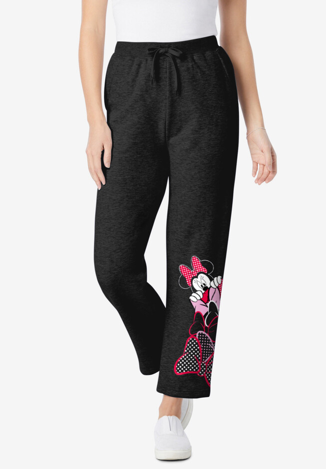 Disney Women's Fleece Black Sweatpants Minnie Mouse