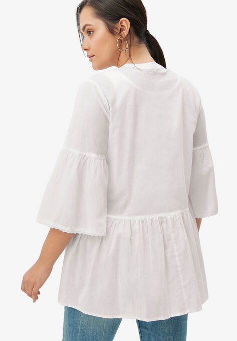 Cutwork Peplum Tunic, , on-hover image number null