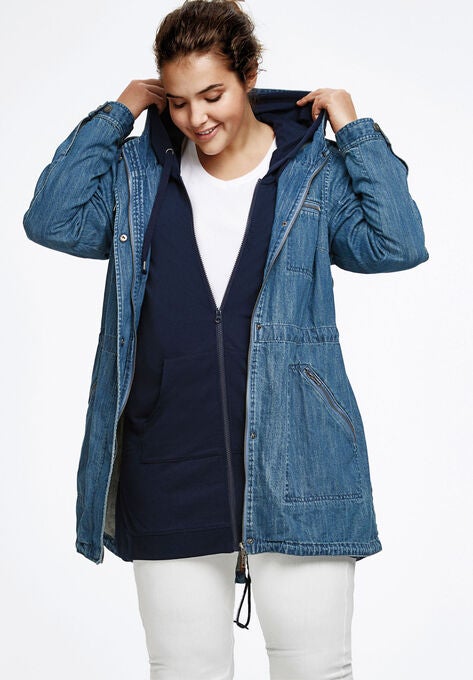 Hooded Anorak Denim Jacket, , alternate image number null
