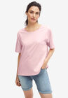 Short Sleeve Boxy Drop Shoulder Tee, PINK SHERBERT, hi-res image number null